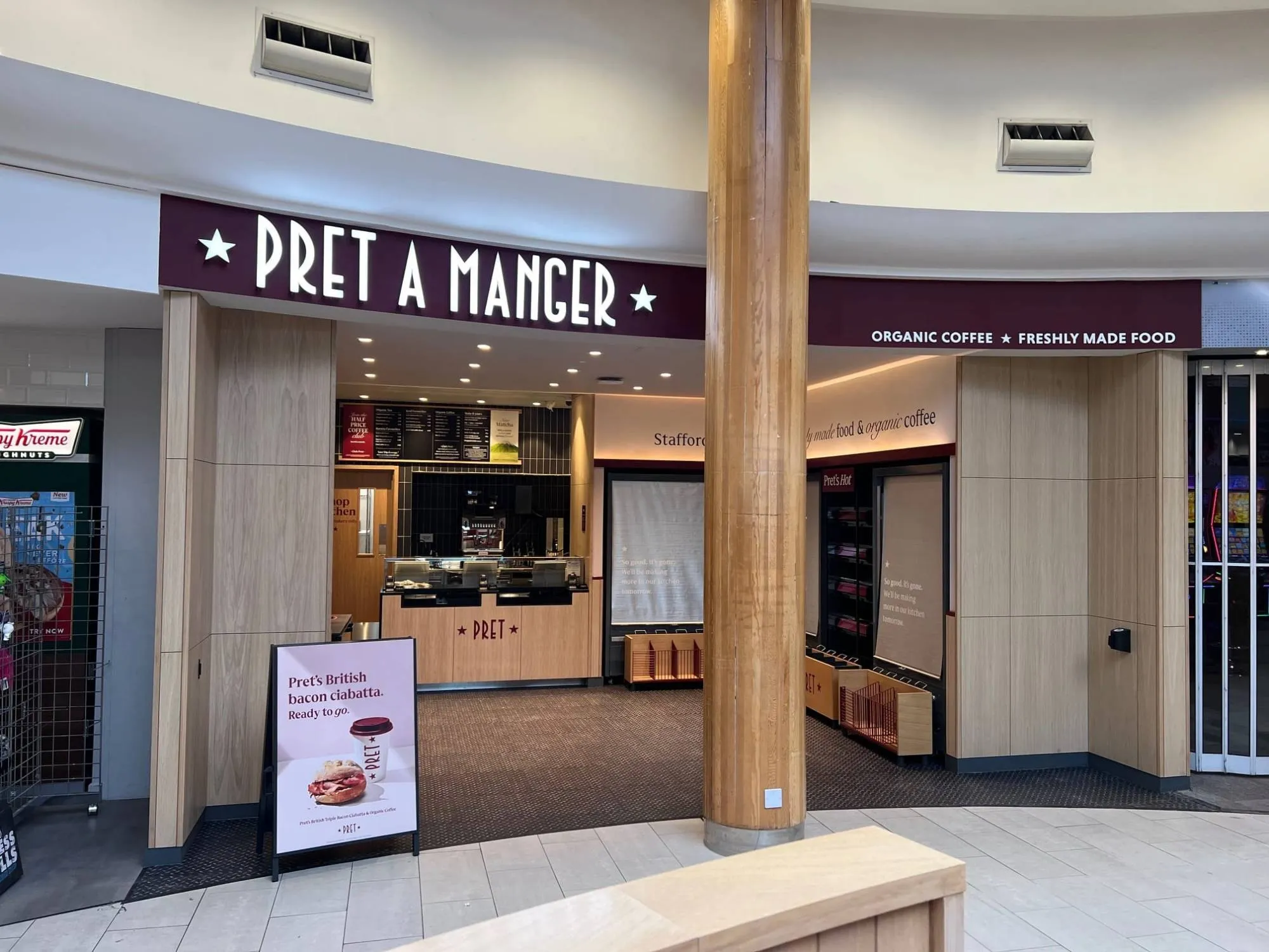 The finished Pret A Manger unit at Roadchef Stafford services, seen from the concourse